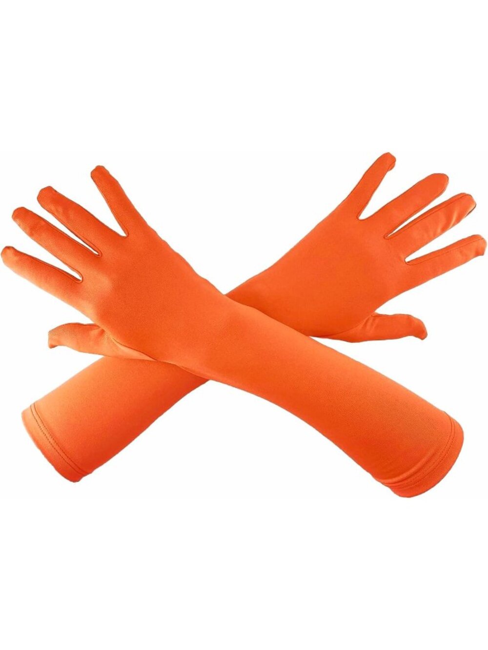 Men's And Women's Orange 15'' Elbow Length 20s Stretchy Cosplay Costume Gloves